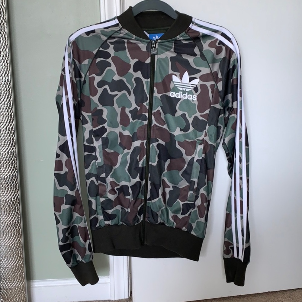 Adidas camo print track jacket